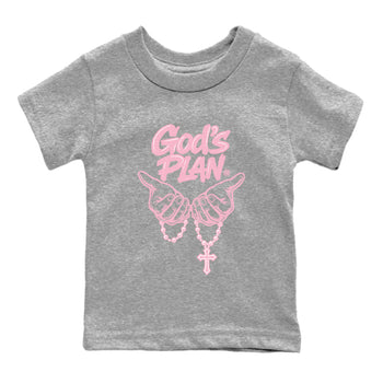 Sneaker match tees – Sneaker Tees To Match Air Jordan 5 Medium Soft Pink Shoes – God's Plan Kids T-Shirt Heather Grey 2
