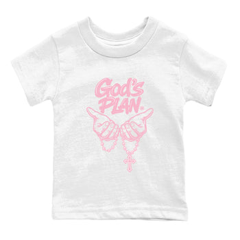 Sneaker match tees – Sneaker Tees To Match Air Jordan 5 Medium Soft Pink Shoes – God's Plan Kids T-Shirt White 2