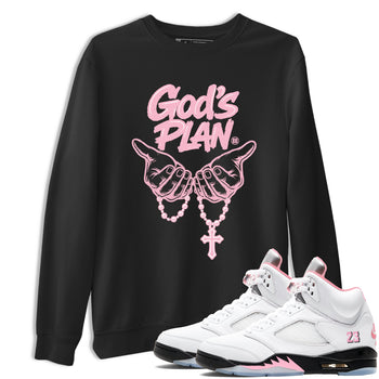 Sneaker match tees – Sneaker Tees To Match Air Jordan 5 Medium Soft Pink Shoes – God's Plan Tee Black 1