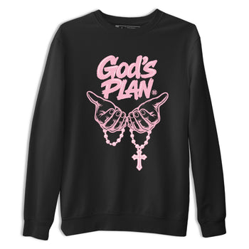 Sneaker match tees – Sneaker Tees To Match Air Jordan 5 Medium Soft Pink Shoes – God's Plan Tee Black 2