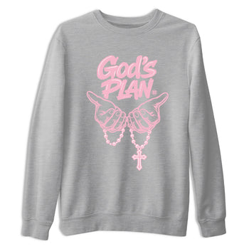 Sneaker match tees – Sneaker Tees To Match Air Jordan 5 Medium Soft Pink Shoes – God's Plan Tee Heather Grey 2