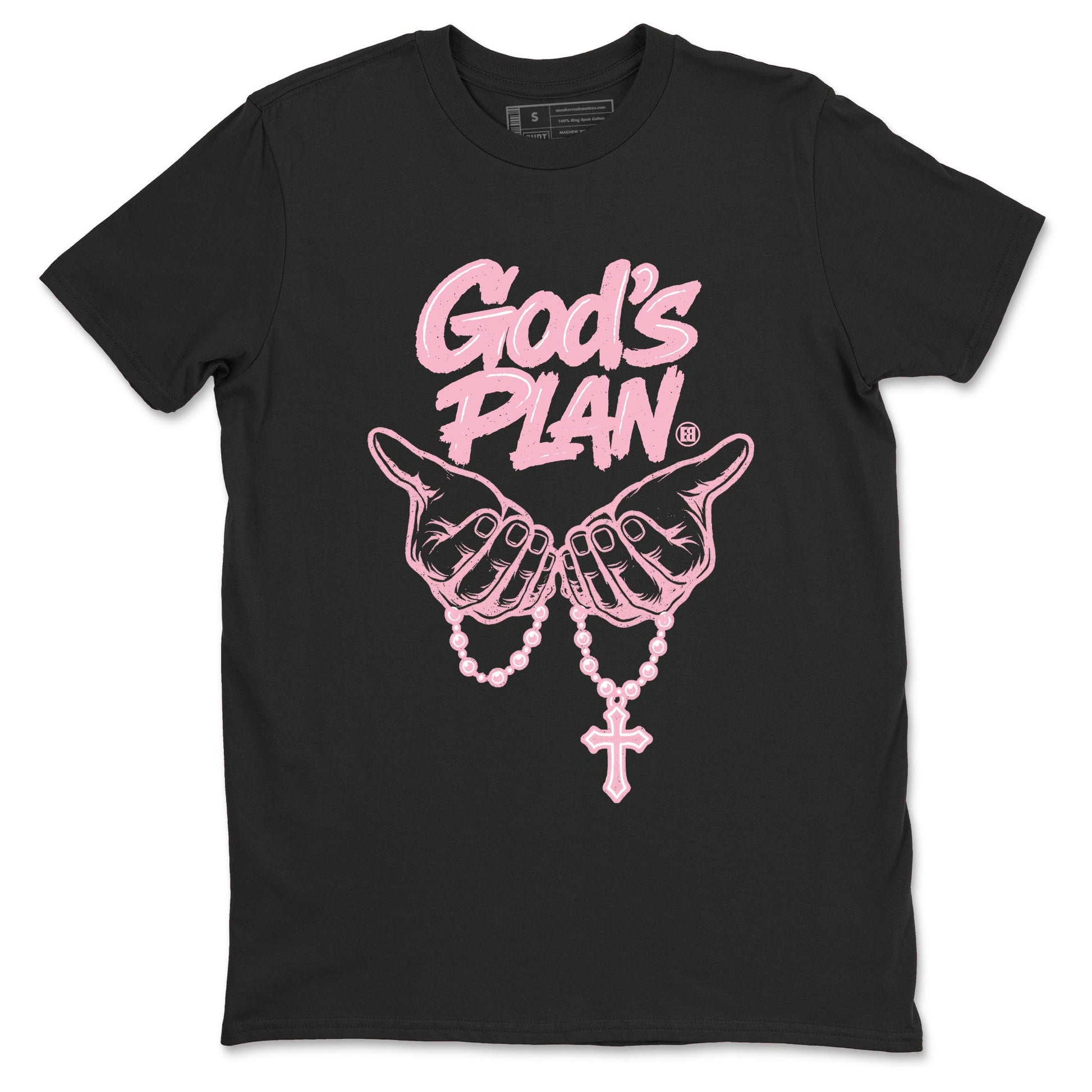 Sneaker match tees – Sneaker Tees To Match Air Jordan 5 Medium Soft Pink Shoes – God's Plan Tee Black 2
