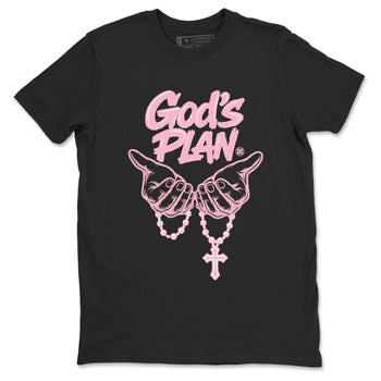 Sneaker match tees – Sneaker Tees To Match Air Jordan 5 Medium Soft Pink Shoes – God's Plan Tee Black 2