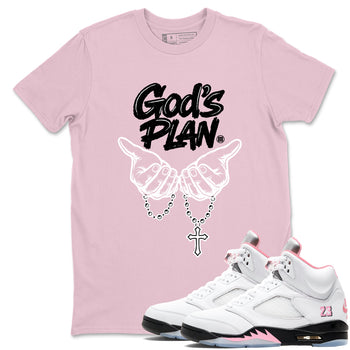 Sneaker match tees – Sneaker Tees To Match Air Jordan 5 Medium Soft Pink Shoes – God's Plan Tee Pink 1