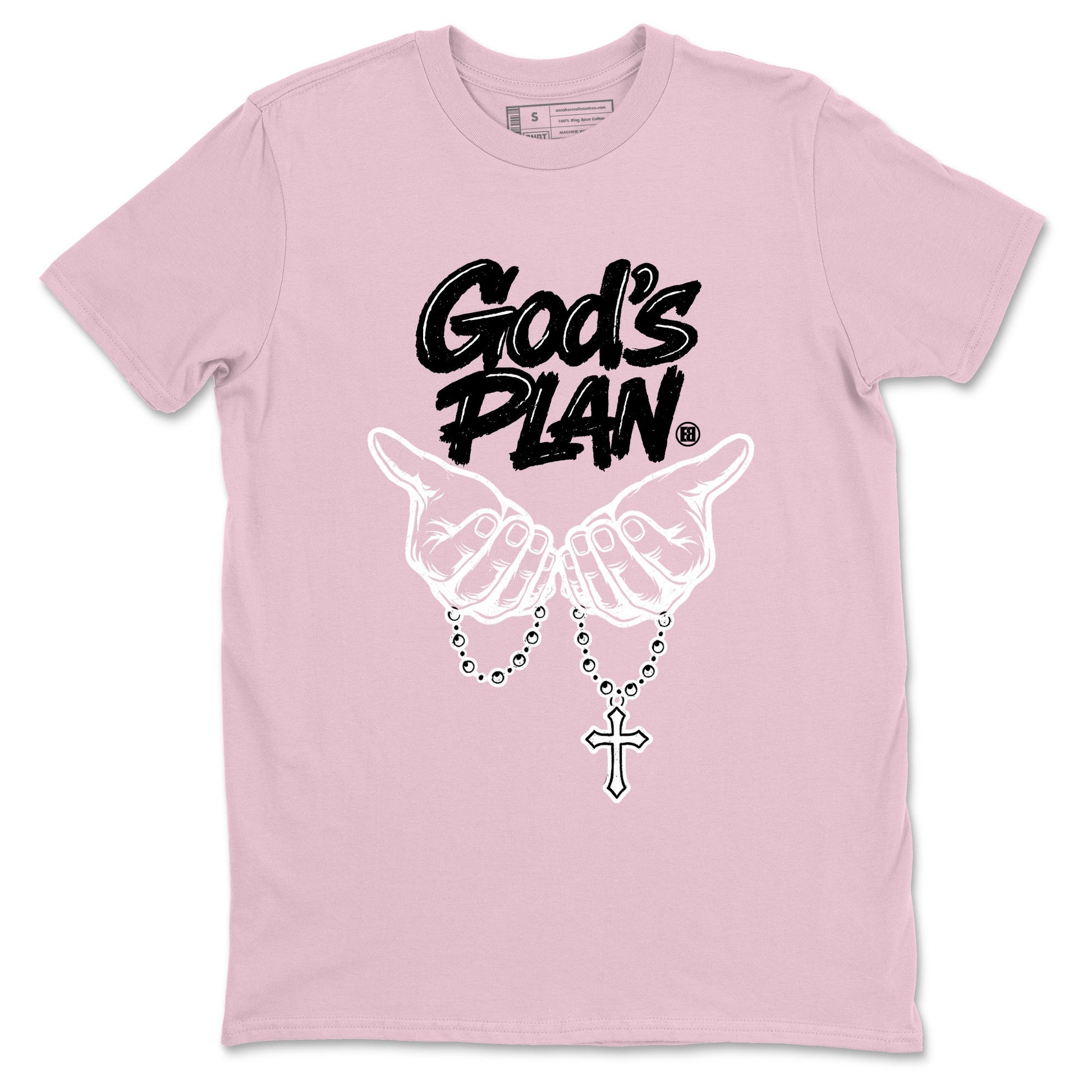Sneaker match tees – Sneaker Tees To Match Air Jordan 5 Medium Soft Pink Shoes – God's Plan Tee Pink 2