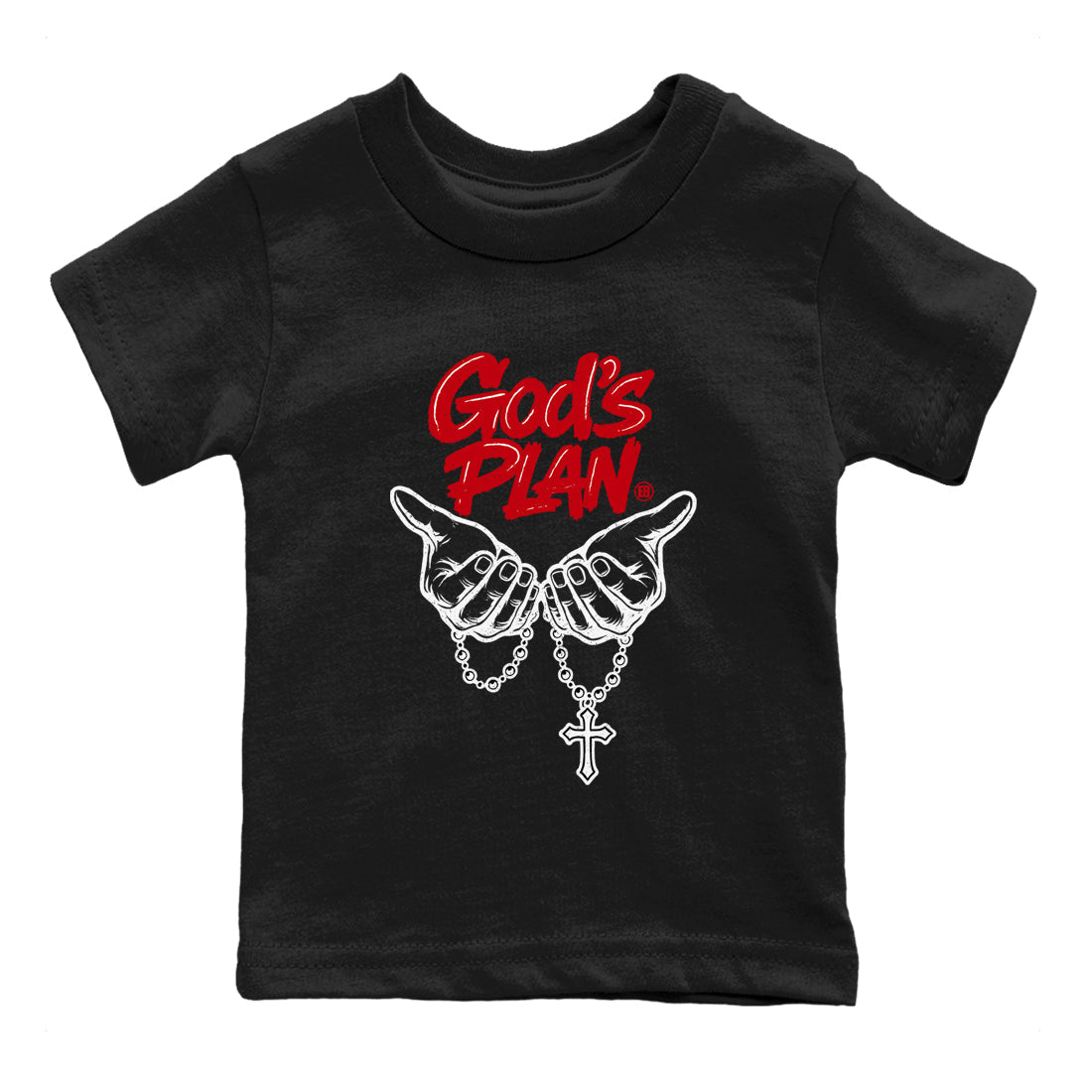 Sneaker match tees – Sneaker Tees To Match Air Jordan 5 Fire Red Shoes – God's Plan Kids T-Shirt Black 2