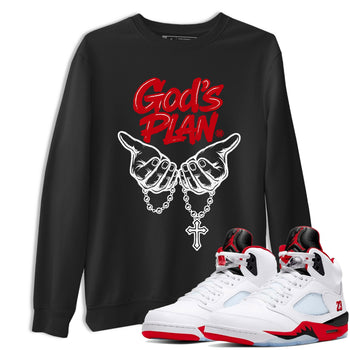 Sneaker match tees – Sneaker Tees To Match Air Jordan 5 Fire Red Shoes – God's Plan Tee Black 1