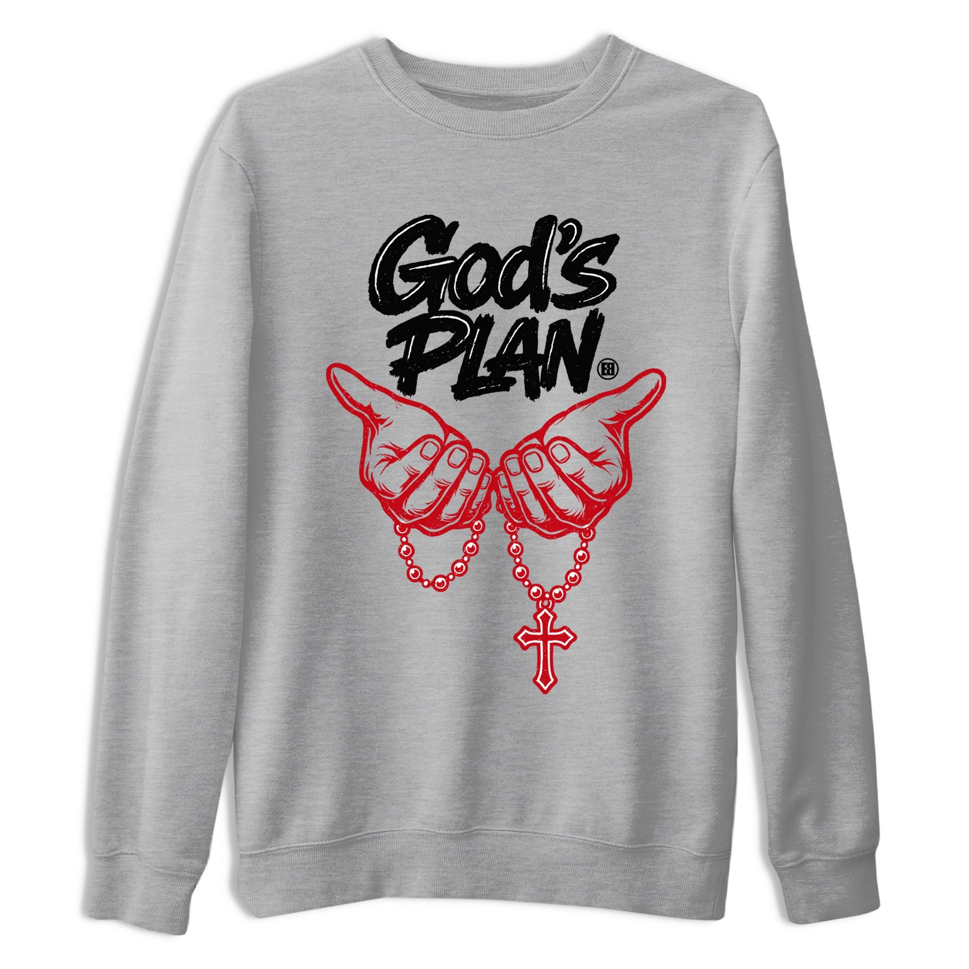 Sneaker match tees – Sneaker Tees To Match Air Jordan 5 Fire Red Shoes – God's Plan Tee Heather Grey 2