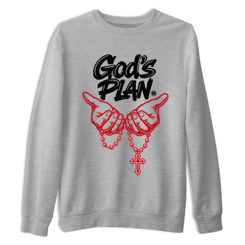 Sneaker match tees – Sneaker Tees To Match Air Jordan 5 Fire Red Shoes – God's Plan Tee Heather Grey 2