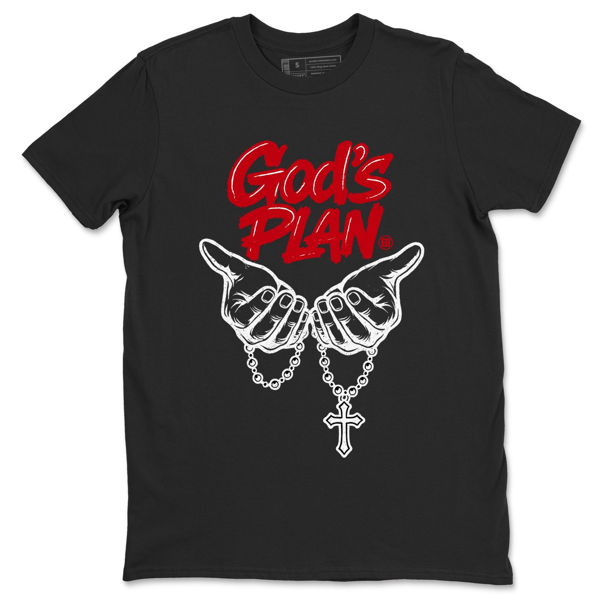 Sneaker match tees – Sneaker Tees To Match Air Jordan 5 Fire Red Shoes – God's Plan Tee Black 2