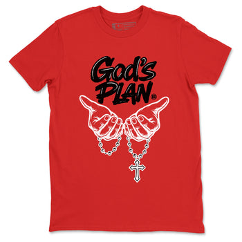 Sneaker match tees – Sneaker Tees To Match Air Jordan 5 Fire Red Shoes – God's Plan Tee Red 2
