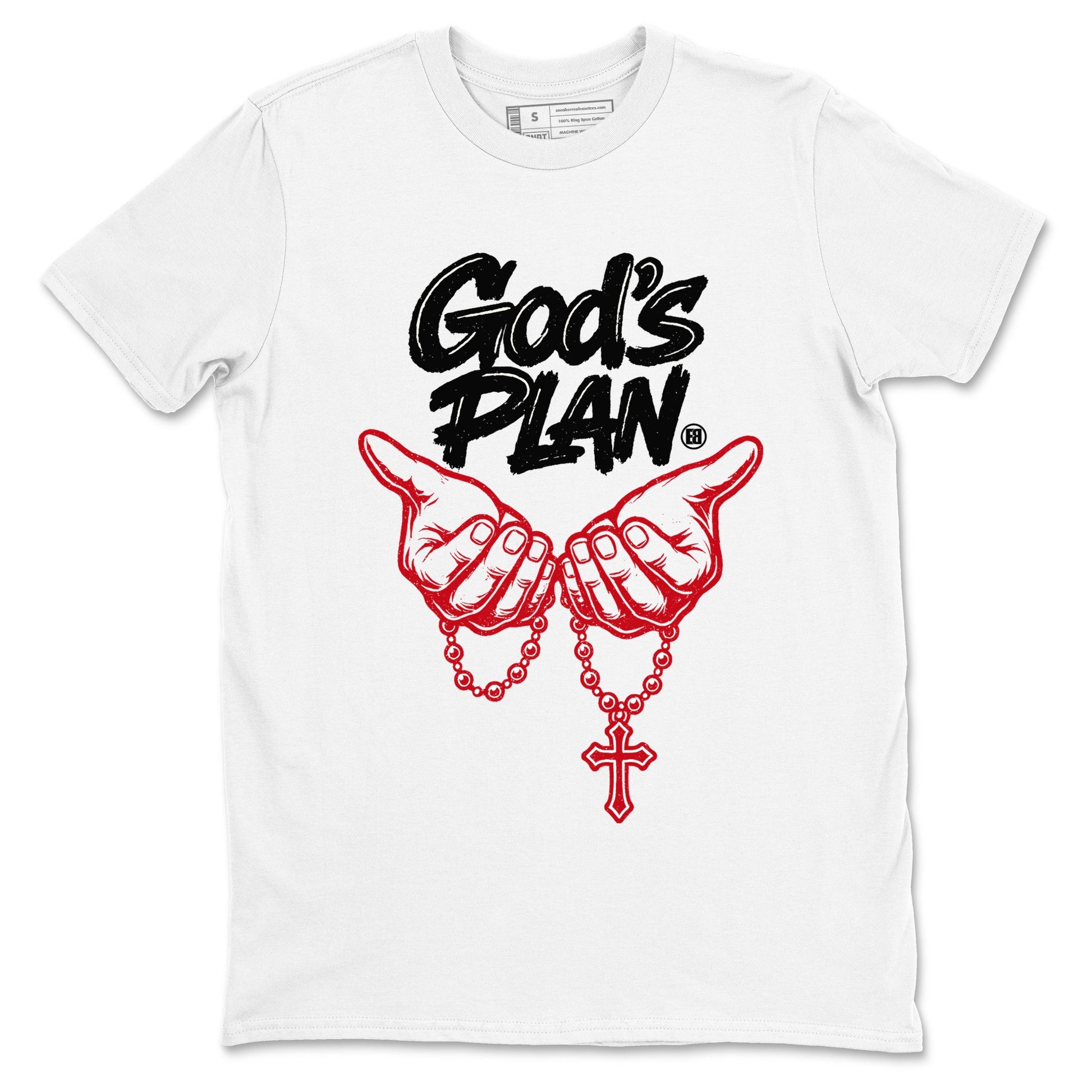 Sneaker match tees – Sneaker Tees To Match Air Jordan 5 Fire Red Shoes – God's Plan Tee White 2