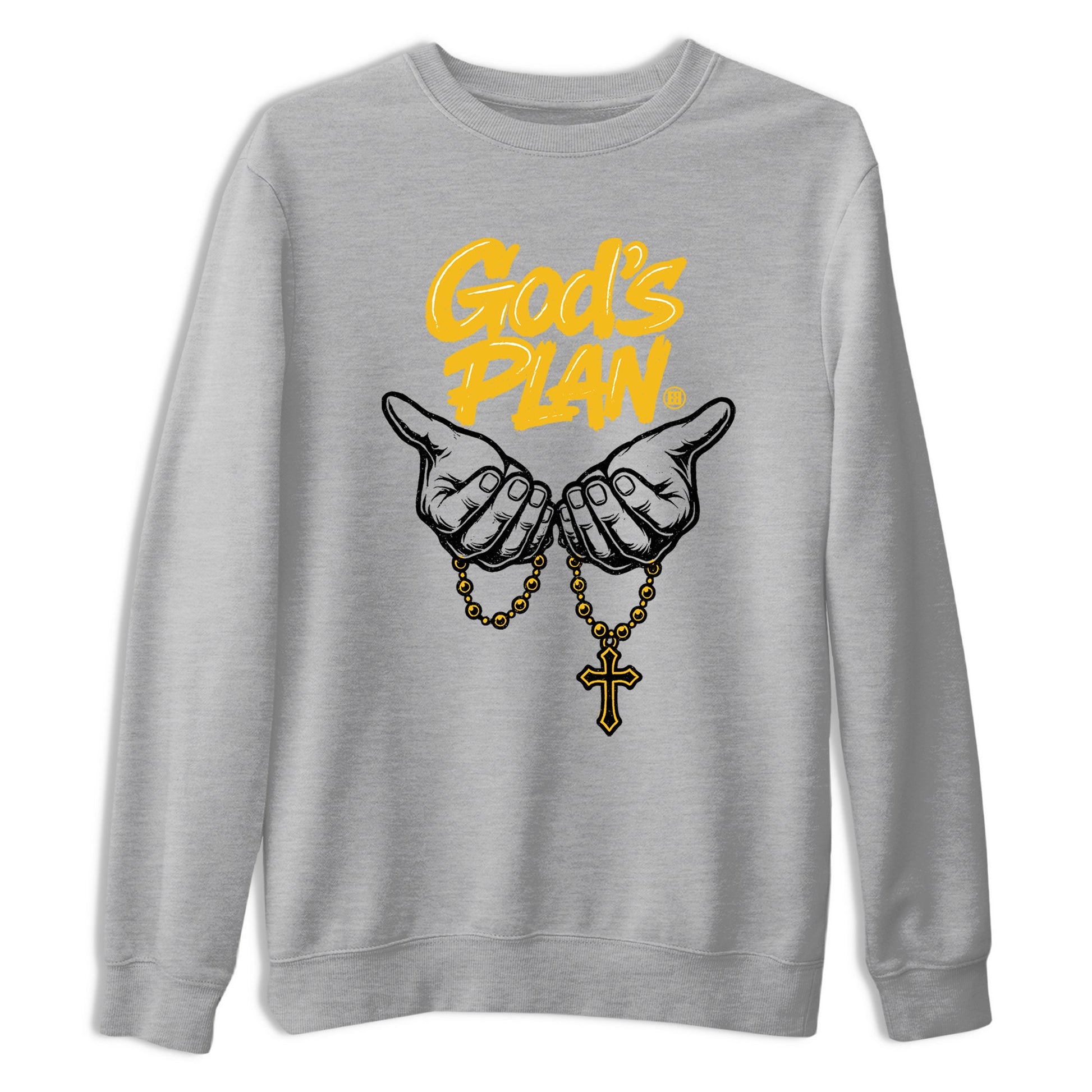 God's Plan sneaker match t-shirt styled to complete your fit with the Air Jordan 5 Tokyo sneakers, shown in Heather Grey 2.