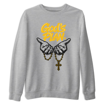 God's Plan sneaker match t-shirt styled to complete your fit with the Air Jordan 5 Tokyo sneakers, shown in Heather Grey 2.