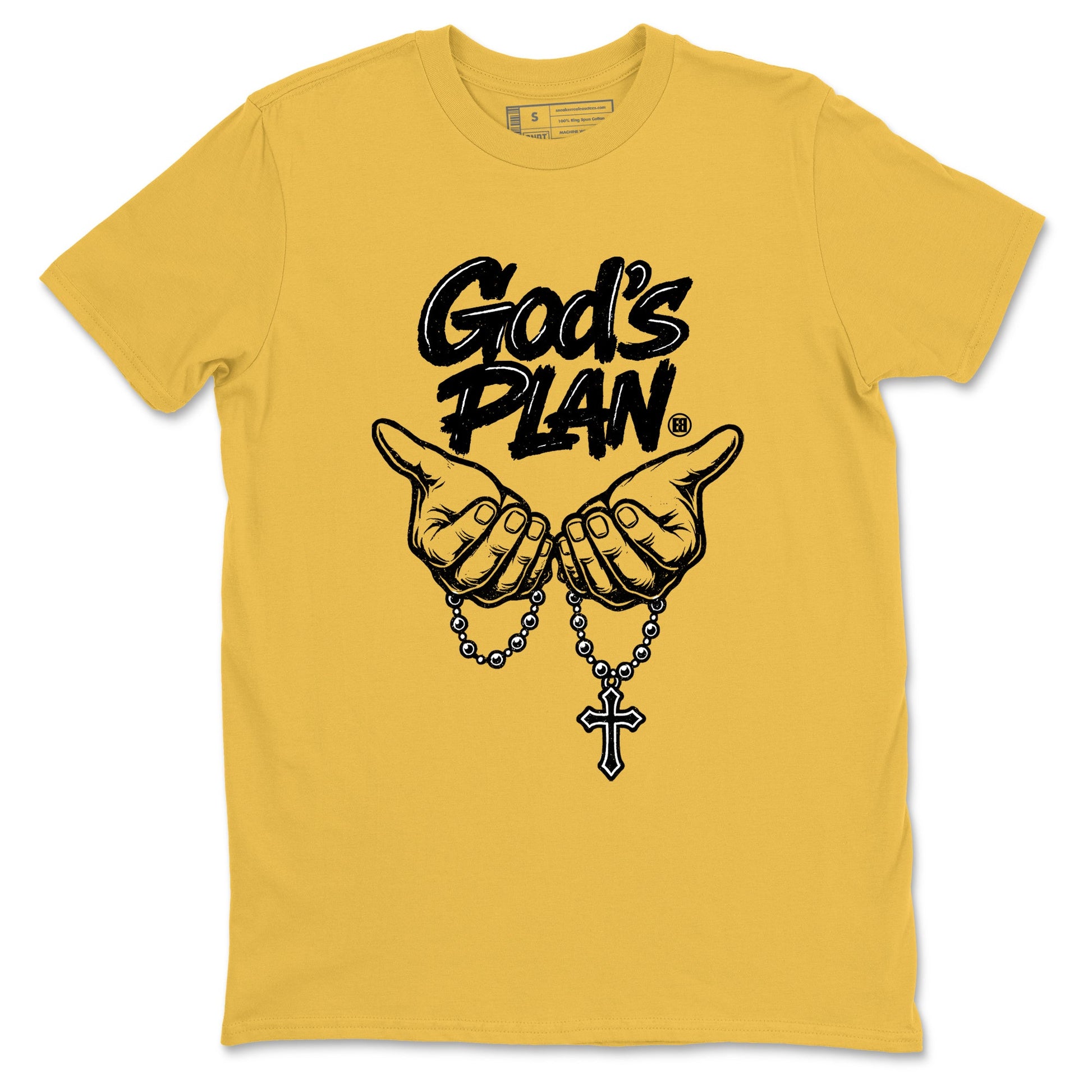 God's Plan sneaker match t-shirt styled to complete your fit with the Air Jordan 5 Tokyo sneakers, shown in Daisy 2.