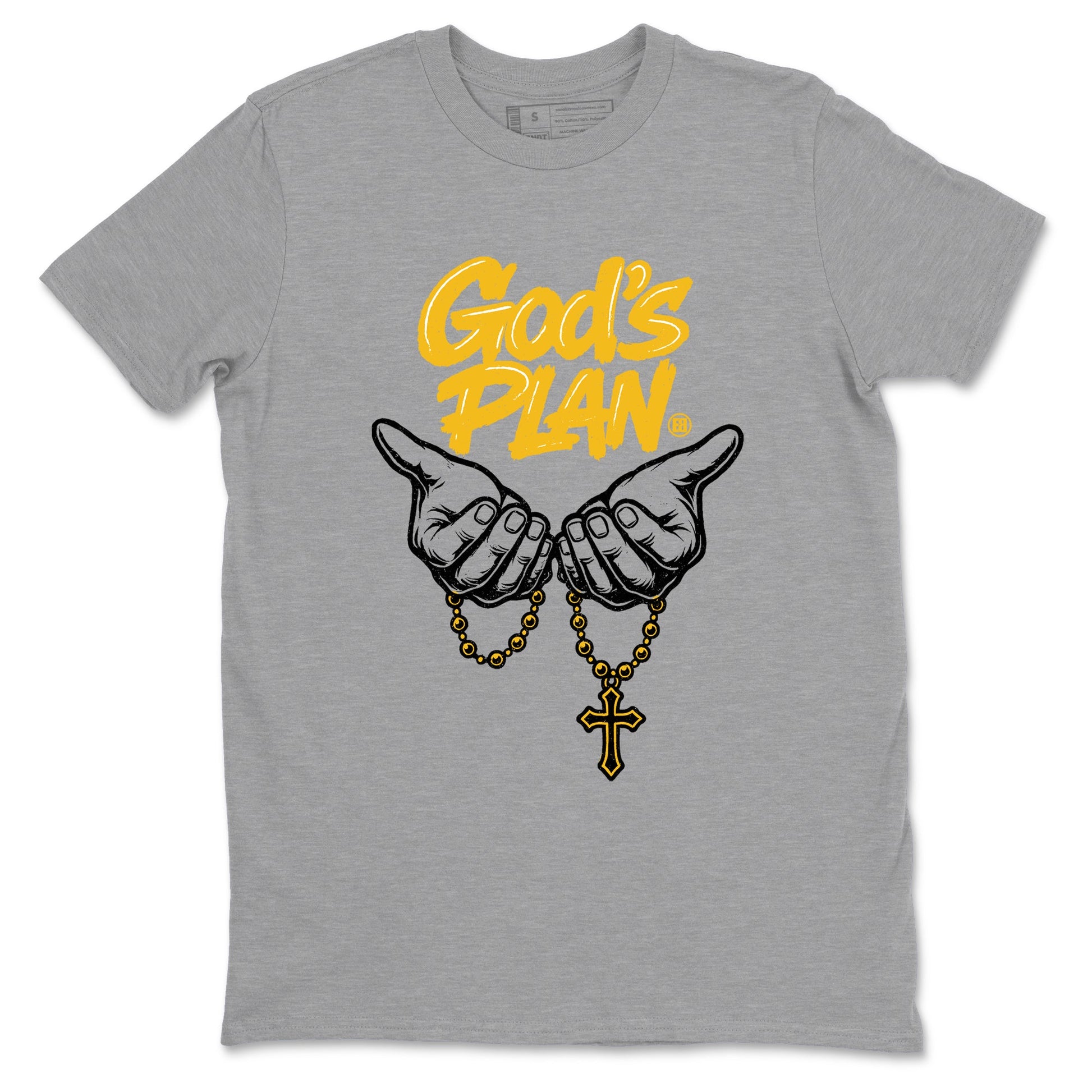 God's Plan sneaker match t-shirt styled to complete your fit with the Air Jordan 5 Tokyo sneakers, shown in Heather Grey 2.