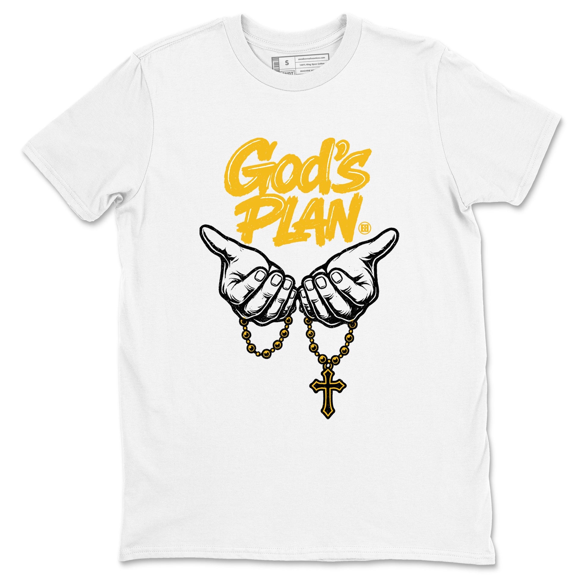 God's Plan sneaker match t-shirt styled to complete your fit with the Air Jordan 5 Tokyo sneakers, shown in White 2.