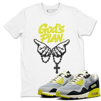 God's Plan sneaker match t-shirt styled to complete your fit with the Air Max 90 Cyber sneakers, shown in White 1.