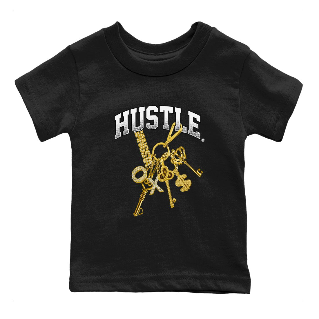 AJ1 Black Metallic Gold shirts to match jordans Gold Hustle sneaker match tees Air Jordan 1 Black Metallic Gold SNRT Sneaker Tees streetwear brand Baby and Youth Black 2 cotton tee