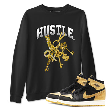 AJ1 Black Metallic Gold shirts to match jordans Gold Hustle sneaker match tees Air Jordan 1 Black Metallic Gold SNRT Sneaker Tees streetwear brand Black 1 unisex cotton tee