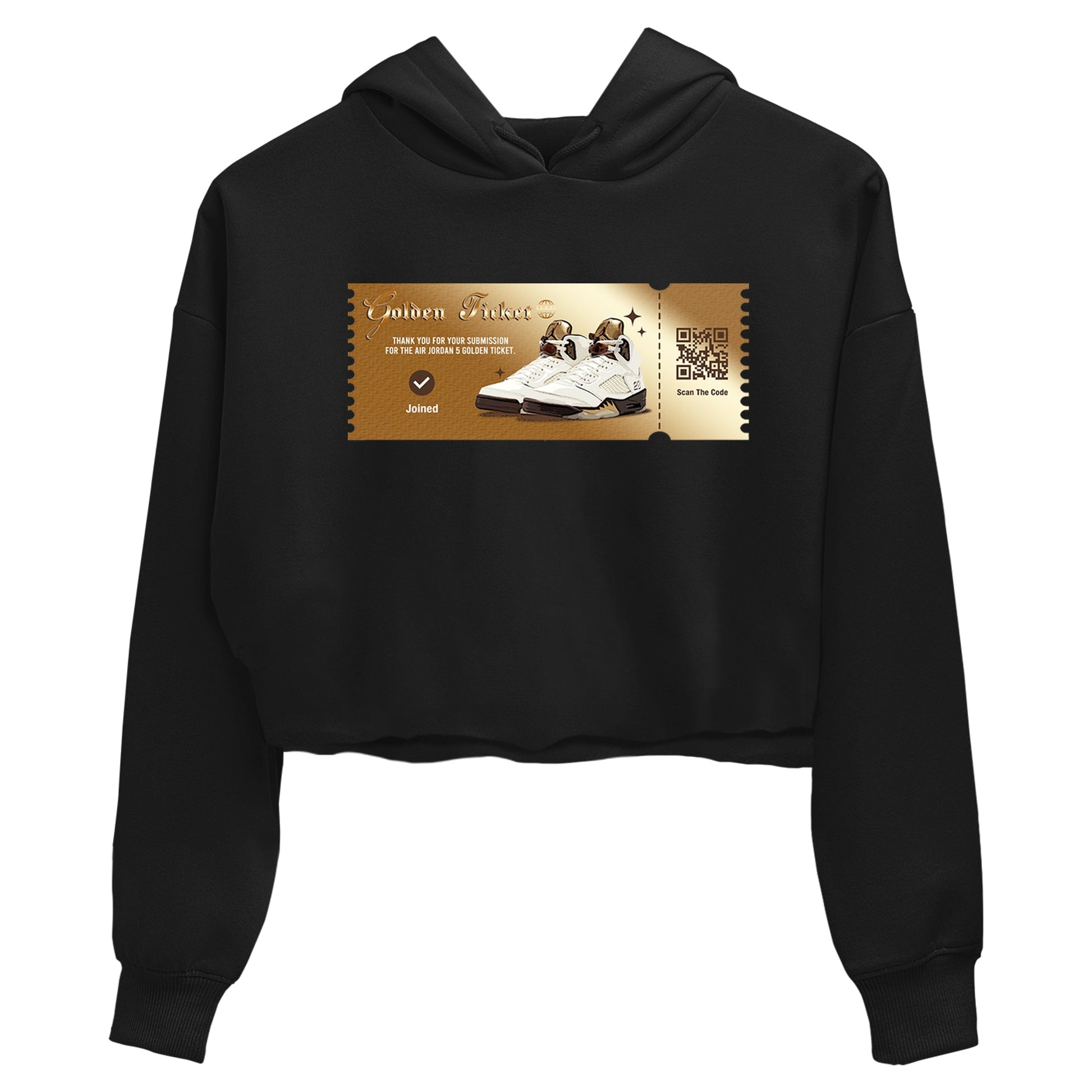 5s Golden Ticket shirts to match jordans  Golden Ticket shirts to match jordans Air Jordan 5 Golden Ticket match shoes to clothes SNRT Sneaker Tees unisex cotton Black 2 crop tee