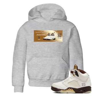 5s Golden Ticket shirts to match jordans  Golden Ticket shirts to match jordans Air Jordan 5 Golden Ticket match shoes to clothes SNRT Sneaker Tees Youth Baby Heather Grey 1 tee