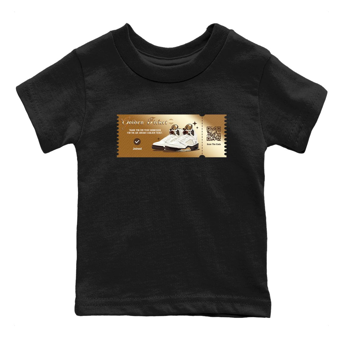 5s Golden Ticket shirts to match jordans  Golden Ticket shirts to match jordans Air Jordan 5 Golden Ticket match shoes to clothes SNRT Sneaker Tees Youth Baby Black 2 tee