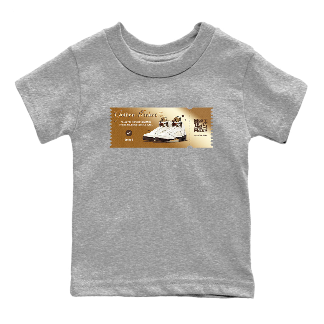 5s Golden Ticket shirts to match jordans  Golden Ticket shirts to match jordans Air Jordan 5 Golden Ticket match shoes to clothes SNRT Sneaker Tees Youth Baby Heather Grey 2 tee