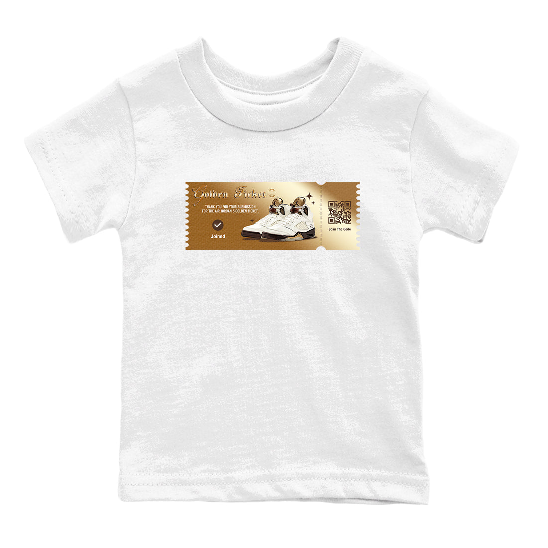 5s Golden Ticket shirts to match jordans  Golden Ticket shirts to match jordans Air Jordan 5 Golden Ticket match shoes to clothes SNRT Sneaker Tees Youth Baby White 2 tee