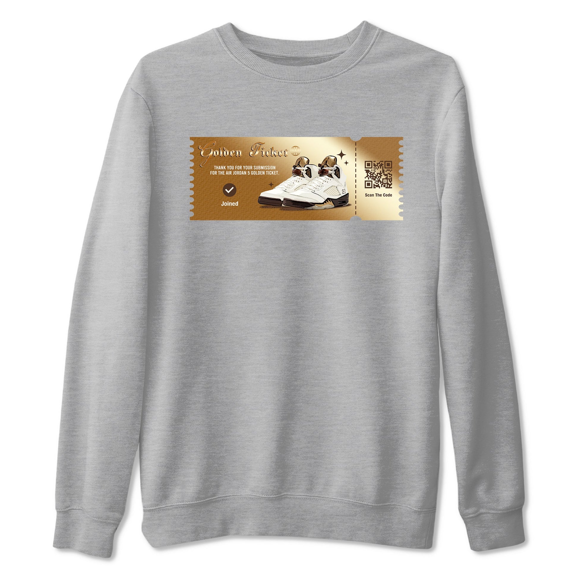 5s Golden Ticket shirts to match jordans  Golden Ticket shirts to match jordans Air Jordan 5 Golden Ticket match shoes to clothes SNRT Sneaker Tees unisex cotton Heather Grey 2 shirts