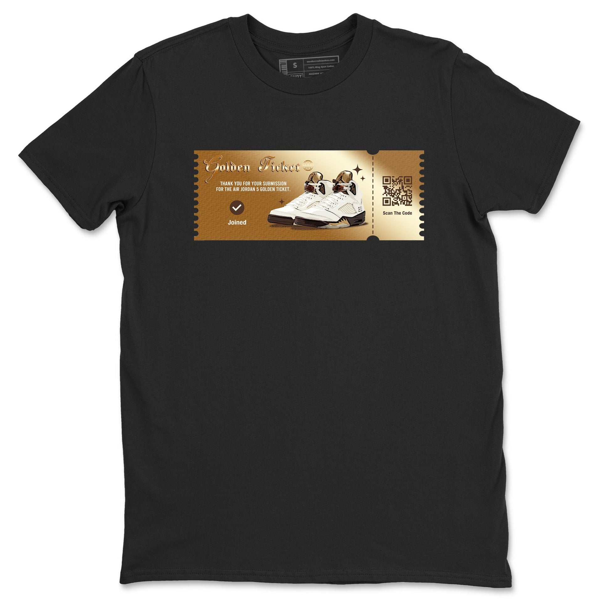 5s Golden Ticket shirts to match jordans  Golden Ticket shirts to match jordans Air Jordan 5 Golden Ticket match shoes to clothes SNRT Sneaker Tees unisex cotton Black 2 shirts