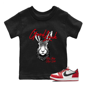 Best Sneakerfit graphic tee – Sneaker Tees To Match Air Jordan 1 Low Chicago Sneakers – Good Luck Kids T-Shirt Black 1
