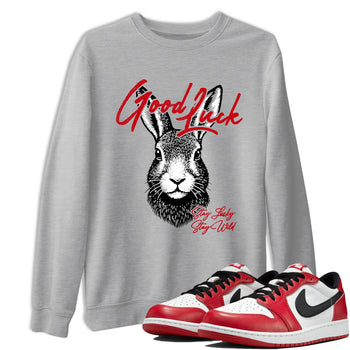 Best Sneakerfit graphic tee – Sneaker Tees To Match Air Jordan 1 Low Chicago Sneakers – Good Luck Tee Heather Grey 1