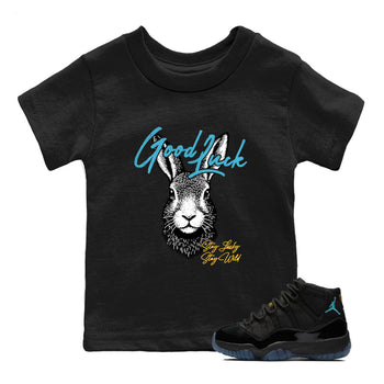 Sneaker match tees – Sneaker Tees To Match Air Jordan 11 Gamma Shoes – Good Luck Kids T-Shirt Black 1