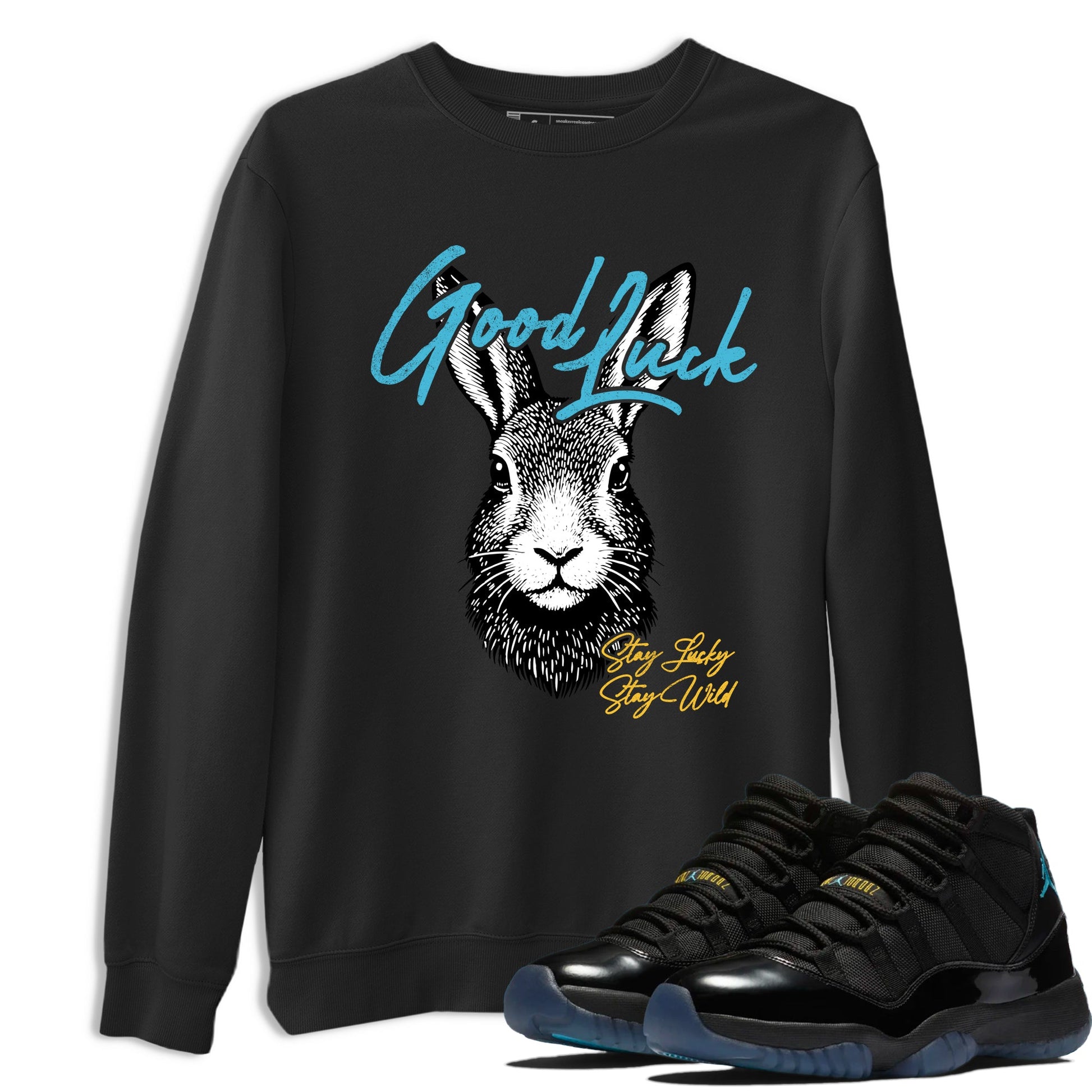 Sneaker match tees – Sneaker Tees To Match Air Jordan 11 Gamma Shoes – Good Luck Tee Black 1