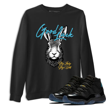 Sneaker match tees – Sneaker Tees To Match Air Jordan 11 Gamma Shoes – Good Luck Tee Black 1