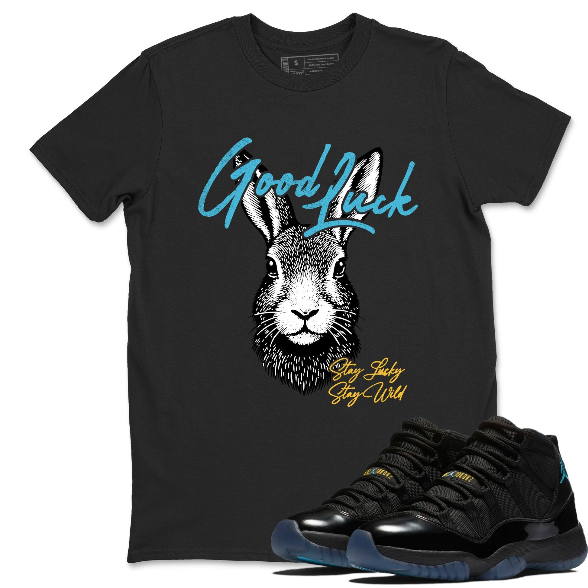 Sneaker match tees – Sneaker Tees To Match Air Jordan 11 Gamma Shoes – Good Luck Tee Black 1