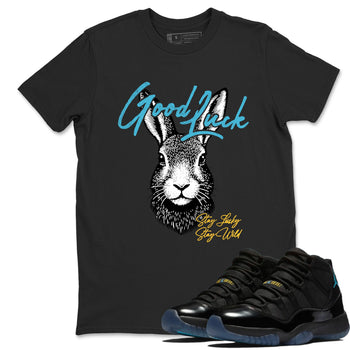 Sneaker match tees – Sneaker Tees To Match Air Jordan 11 Gamma Shoes – Good Luck Tee Black 1