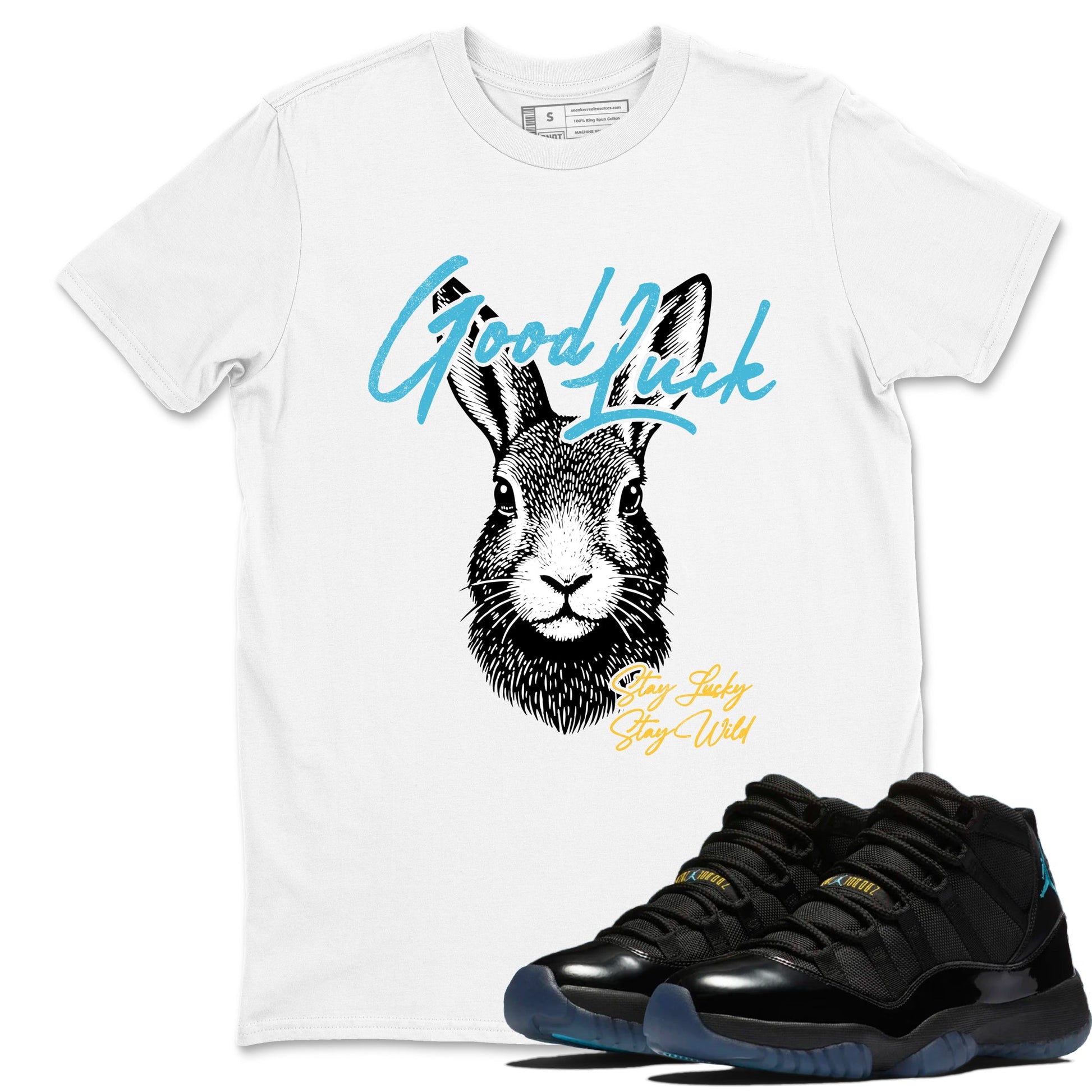 Sneaker match tees – Sneaker Tees To Match Air Jordan 11 Gamma Shoes – Good Luck Tee White 1