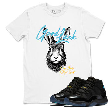 Sneaker match tees – Sneaker Tees To Match Air Jordan 11 Gamma Shoes – Good Luck Tee White 1