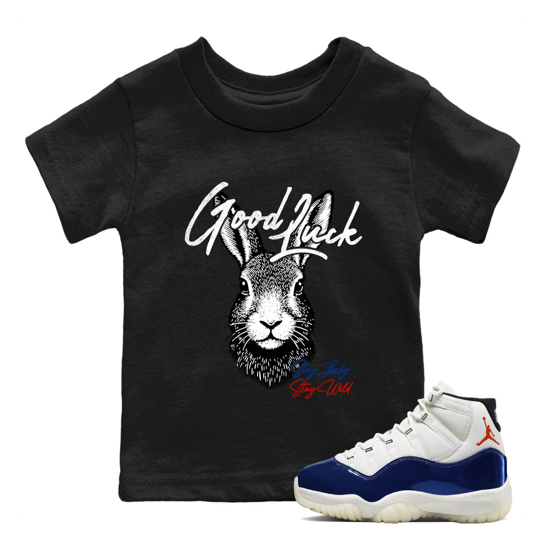 Best Sneakerfit graphic tee – Sneaker Tees To Match Air Jordan 11 Rare Air Sneakers – Good Luck Kids T-Shirt Black 1
