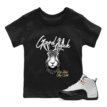 Best Sneakerfit graphic tee – Sneaker Tees To Match Air Jordan 12 Taxi Sneakers – Good Luck Kids T-Shirt Black 1