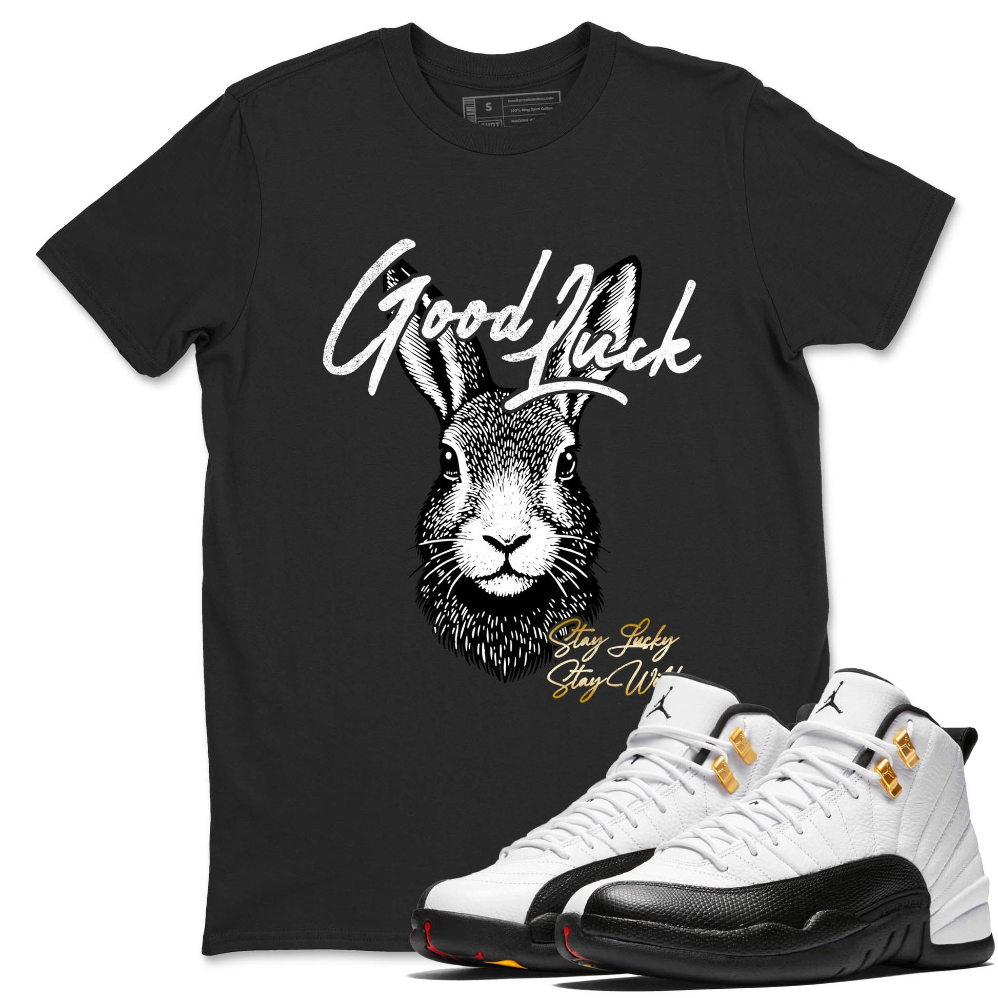 Best Sneakerfit graphic tee – Sneaker Tees To Match Air Jordan 12 Taxi Sneakers – Good Luck Tee Black 1