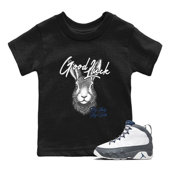 Sneaker match tees – Sneaker Tees To Match Air Jordan 9 Flint Grey Shoes – Good Luck Kids T-Shirt Black 1