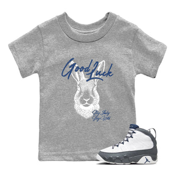 Sneaker match tees – Sneaker Tees To Match Air Jordan 9 Flint Grey Shoes – Good Luck Kids T-Shirt Heather Grey 1