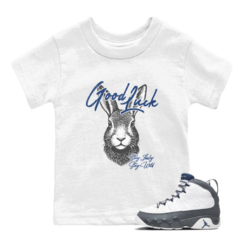 Sneaker match tees – Sneaker Tees To Match Air Jordan 9 Flint Grey Shoes – Good Luck Kids T-Shirt White 1