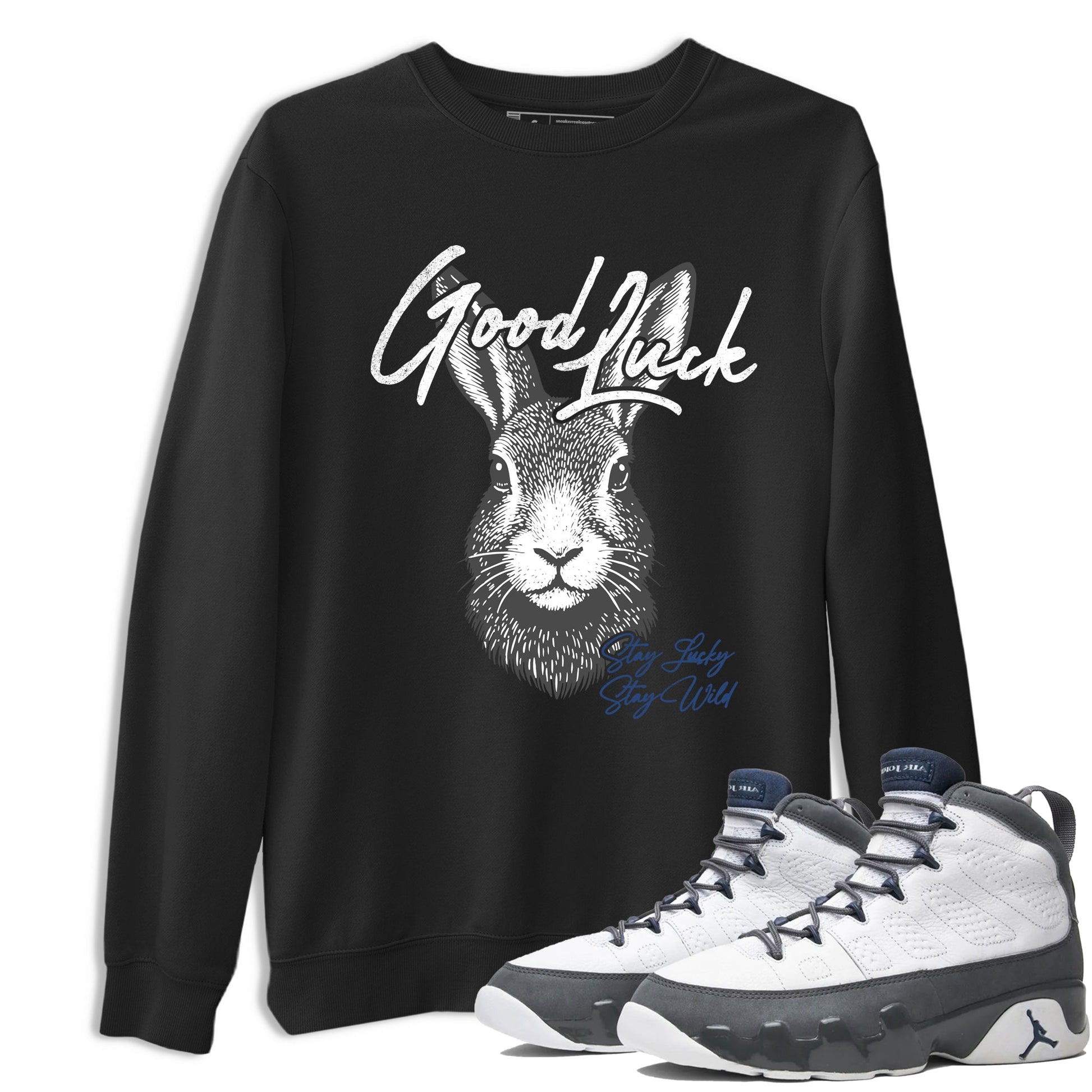 Sneaker match tees – Sneaker Tees To Match Air Jordan 9 Flint Grey Shoes – Good Luck Tee Black 1