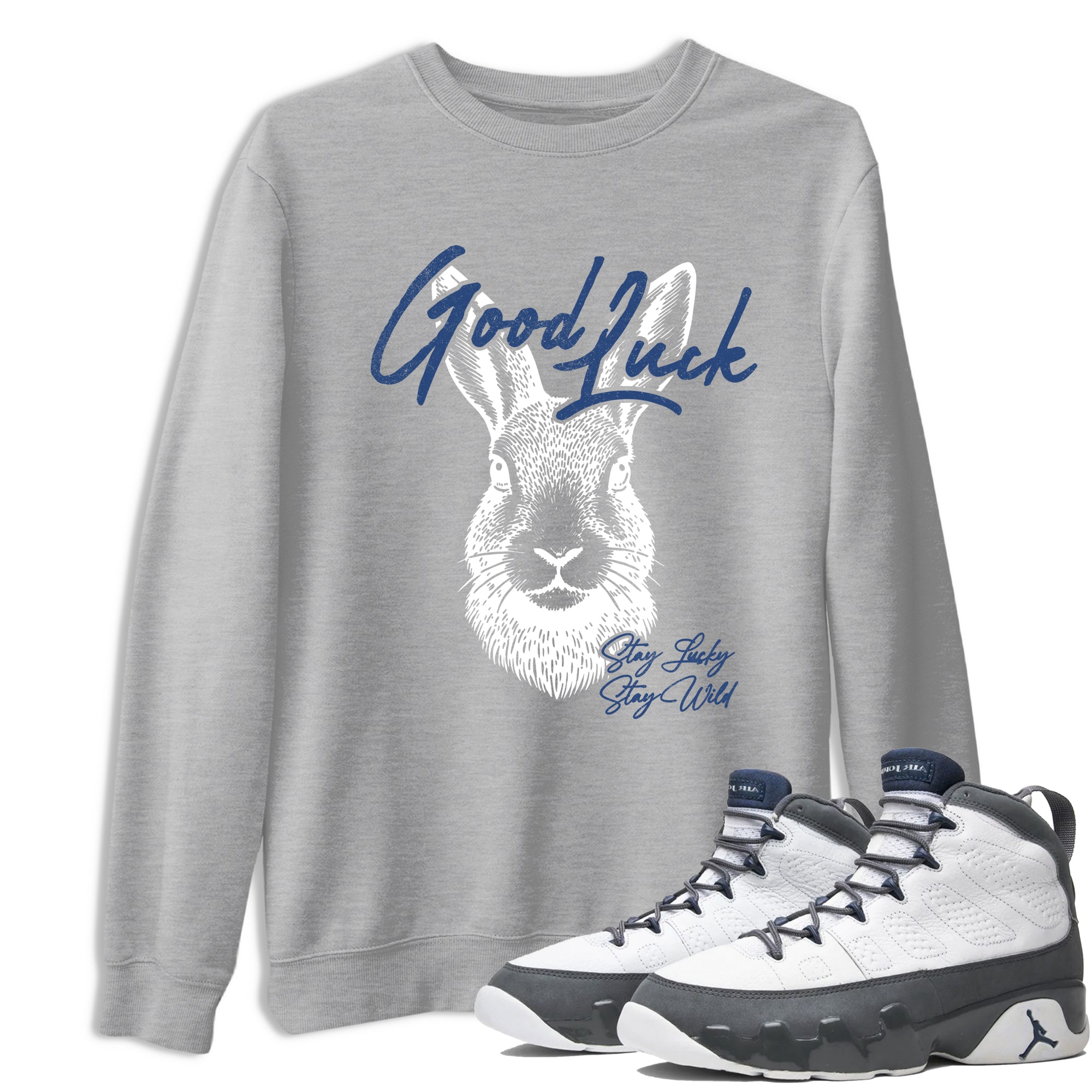 Sneaker match tees – Sneaker Tees To Match Air Jordan 9 Flint Grey Shoes – Good Luck Tee Heather Grey 1