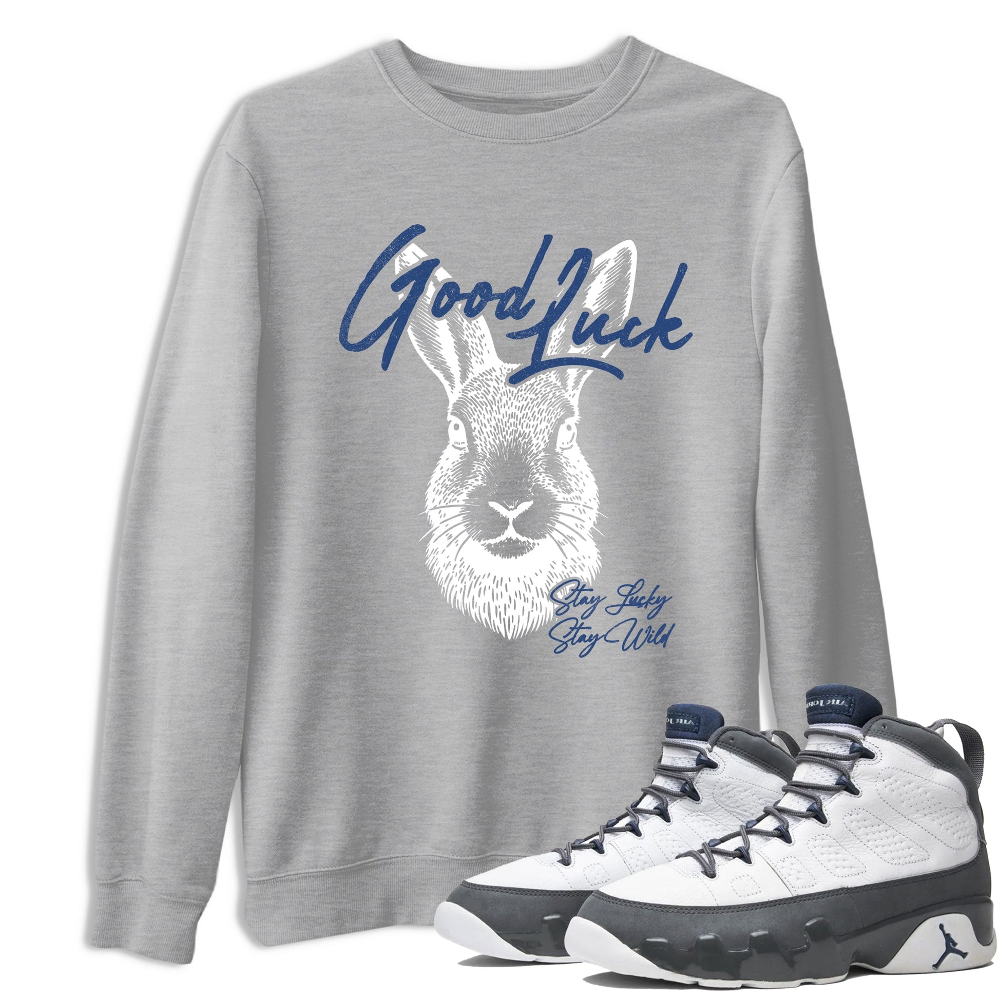 Sneaker match tees – Sneaker Tees To Match Air Jordan 9 Flint Grey Shoes – Good Luck Tee Heather Grey 1