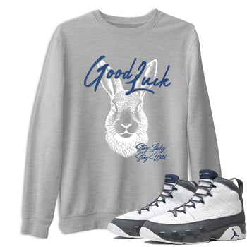 Sneaker match tees – Sneaker Tees To Match Air Jordan 9 Flint Grey Shoes – Good Luck Tee Heather Grey 1